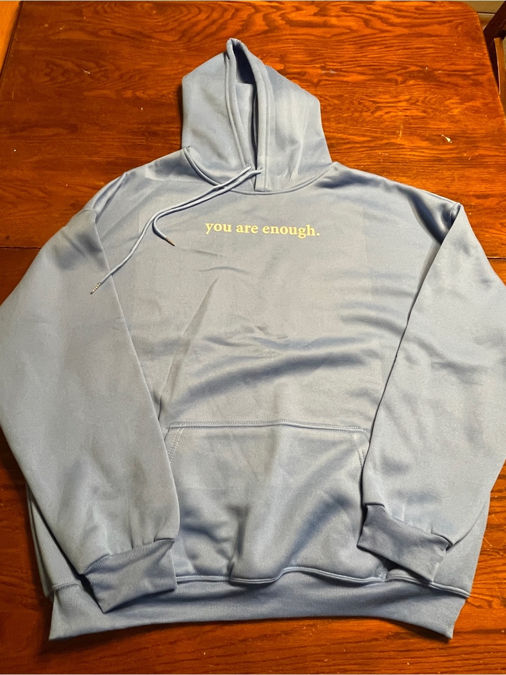 Mens size 3X runs small fits like 2X Blue 'You Are Enough' Pullover Hoodie